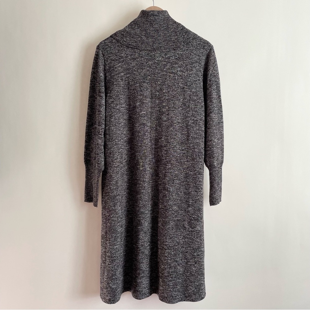 Studio One Marled Charcoal Long Sleeve Cowl Neck Sweater Dress Size 1X - Picture 6 of 13